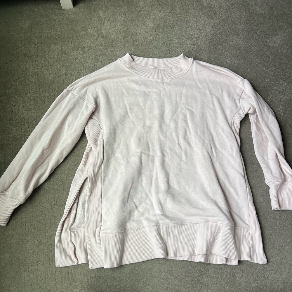 Aerie Blush Pink Split Hem Crewneck Swearer - Small